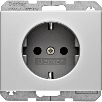 Розетка Berker, скрытый монтаж, с заземлением, алюминий Розетка Berker, скрытый монтаж, с заземлением, алюминий