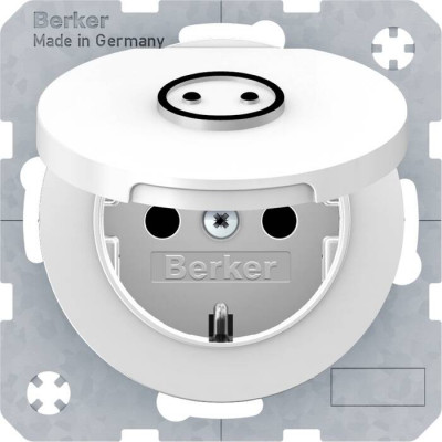 Розетка Berker, скрытый монтаж, с заземлением, с крышкой, со шторками, белый блестящий Розетка Berker, скрытый монтаж, с заземлением, с крышкой, со шторками, белый блестящий