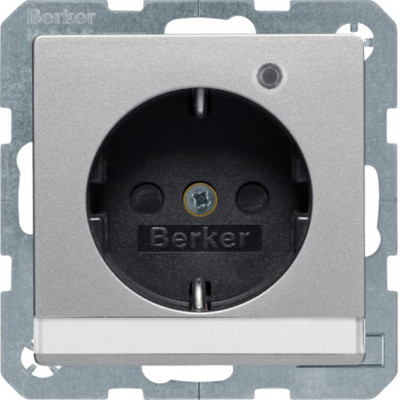 Розетка Berker, скрытый монтаж, с заземлением, алюминий бархатный Розетка Berker, скрытый монтаж, с заземлением, алюминий бархатный