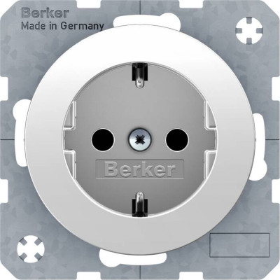 Розетка Berker, скрытый монтаж, с заземлением, белый блестящий Розетка Berker, скрытый монтаж, с заземлением, белый блестящий