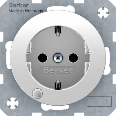Розетка Berker, скрытый монтаж, с заземлением, белый блестящий Розетка Berker, скрытый монтаж, с заземлением, белый блестящий