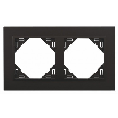 Двухпостовая рамка квадратная, термопласт, серии Logus 90 Animato, цвет: чёрный матовый/чёрный матовый Двухпостовая рамка квадратная, термопласт, серии Logus 90 Animato, цвет: чёрный матовый/чёрный матовый