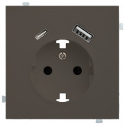 Розетка электрическая с зарядным устройством USB A+C Капучино