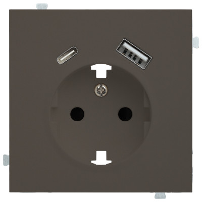 Розетка электрическая с зарядным устройством USB A+C Капучино Розетка электрическая с зарядным устройством USB A+C Капучино