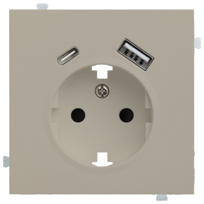 Розетка электрическая с зарядным устройством USB A+C Латте Розетка электрическая с зарядным устройством USB A+C Латте