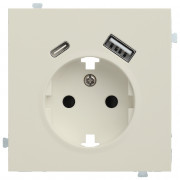 Розетка электрическая с зарядным устройством USB A+C Кремовый сатин