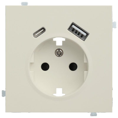 Розетка электрическая с зарядным устройством USB A+C Кремовый сатин Розетка электрическая с зарядным устройством USB A+C Кремовый сатин