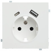 Розетка электрическая с зарядным устройством USB A+C Белый сатин