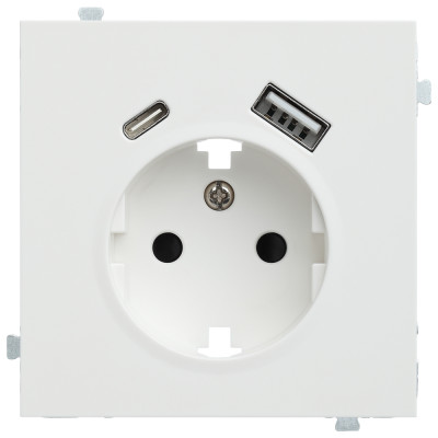 Розетка электрическая с зарядным устройством USB A+C Белый сатин Розетка электрическая с зарядным устройством USB A+C Белый сатин