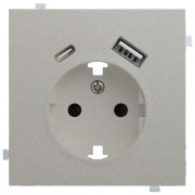 Розетка электрическая с зарядным устройством USB A+C Платина