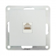 Розетка компьютерная (RJ45 Cat.5E) LK80, с накладкой, серебристый металлик