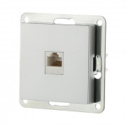 Розетка компьютерная (RJ45 Cat.5E) LK80, с накладкой, серебристый металлик