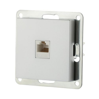 Розетка компьютерная (RJ45 Cat.5E) LK80, с накладкой, серебристый металлик Розетка компьютерная (RJ45 Cat.5E) LK80, с накладкой, серебристый металлик