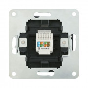 Розетка компьютерная (RJ45 Cat.5E) LK80, с накладкой, серебристый металлик