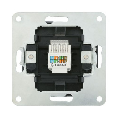 Розетка компьютерная (RJ45 Cat.5E) LK80, с накладкой, серебристый металлик Розетка компьютерная (RJ45 Cat.5E) LK80, с накладкой, серебристый металлик