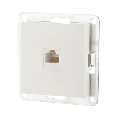 Розетка компьютерная (RJ45 Cat.5E) LK80, с накладкой, белая Розетка компьютерная (RJ45 Cat.5E) LK80, с накладкой, белая