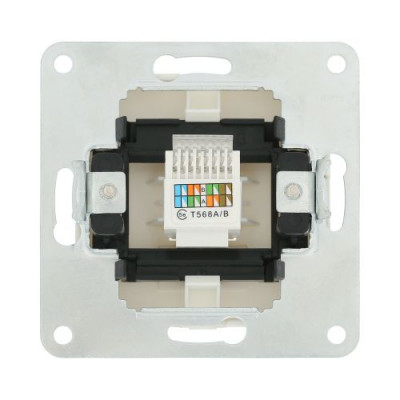 Розетка компьютерная (RJ45 Cat.5E) LK80, с накладкой, белая Розетка компьютерная (RJ45 Cat.5E) LK80, с накладкой, белая