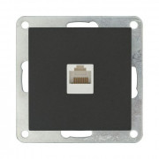 Розетка компьютерная (RJ45 Cat.5E) LK80, с накладкой, черный бархат