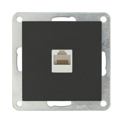 Розетка компьютерная (RJ45 Cat.5E) LK80, с накладкой, черный бархат Розетка компьютерная (RJ45 Cat.5E) LK80, с накладкой, черный бархат