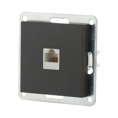 Розетка компьютерная (RJ45 Cat.5E) LK80, с накладкой, черный бархат Розетка компьютерная (RJ45 Cat.5E) LK80, с накладкой, черный бархат