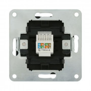 Розетка компьютерная (RJ45 Cat.5E) LK80, с накладкой, черный бархат