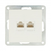 Розетка компьютерная двойная (2xRJ45 Cat.5E) LK80, с накладкой, белая