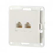 Розетка компьютерная двойная (2xRJ45 Cat.5E) LK80, с накладкой, белая