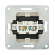 Розетка компьютерная двойная (2xRJ45 Cat.5E) LK80, с накладкой, белая