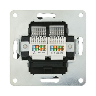 Розетка компьютерная двойная (2xRJ45 Cat.5E) LK80, с накладкой, черный бархат Розетка компьютерная двойная (2xRJ45 Cat.5E) LK80, с накладкой, черный бархат