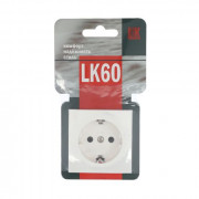 Розетка электрическая LK60, с з/к, со шторками, белая