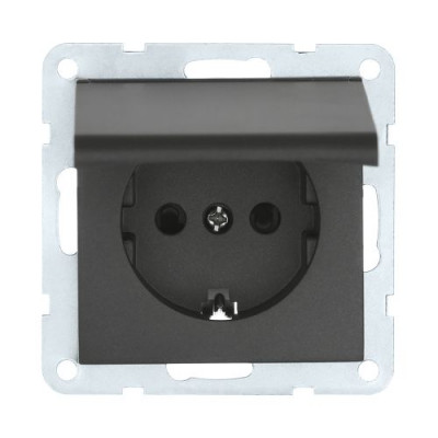 Розетка электрическая с крышкой LK60, с з/к, со шторками, черный бархат Розетка электрическая с крышкой LK60, с з/к, со шторками, черный бархат