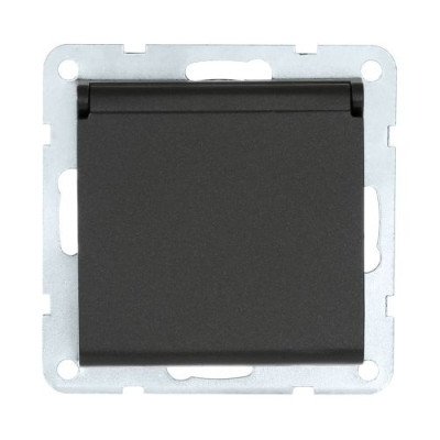 Розетка электрическая с крышкой LK60, с з/к, со шторками, черный бархат Розетка электрическая с крышкой LK60, с з/к, со шторками, черный бархат