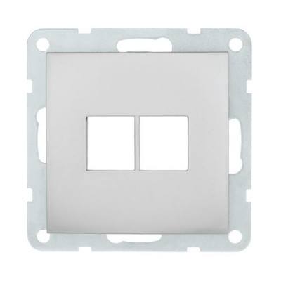 Накладка для телефонной/компьютерной розетки на 2 входа LK60, серебристый металлик Накладка для телефонной/компьютерной розетки на 2 входа LK60, серебристый металлик