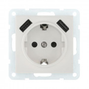 Розетка электрическая с двумя USB LK60, с з/к, белая