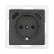 Розетка электрическая с двумя USB LK60, с з/к, черный бархат