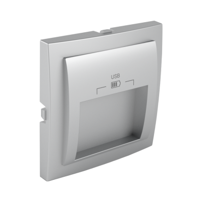 Лицевая панель для двойной USB зарядки, Logus 90 Animato, термопласт, цвет: алюминий Лицевая панель для двойной USB зарядки, Logus 90 Animato, термопласт, цвет: алюминий