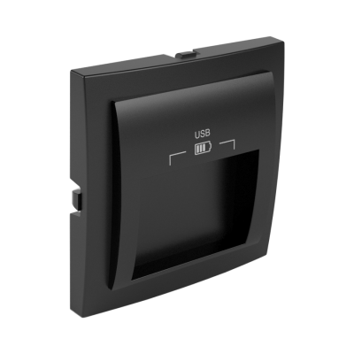 Лицевая панель для двойной USB зарядки, Logus 90 Animato, термопласт, цвет: чёрный матовый Лицевая панель для двойной USB зарядки, Logus 90 Animato, термопласт, цвет: чёрный матовый