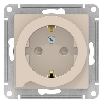 Розетка ATLASDESIGN, скрытый монтаж, с заземлением, со шторками, бежевый Розетка ATLASDESIGN, скрытый монтаж, с заземлением, со шторками, бежевый