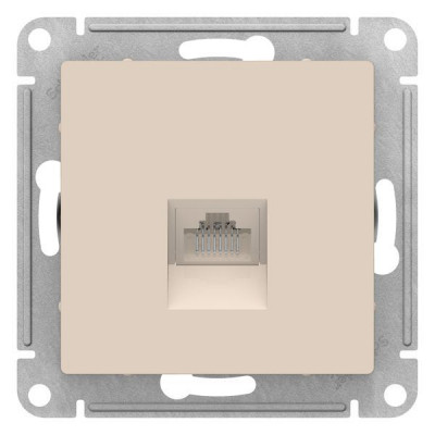 Розетка компьютерная RJ45 ATLASDESIGN, скрытый монтаж, бежевый Розетка компьютерная RJ45 ATLASDESIGN, скрытый монтаж, бежевый