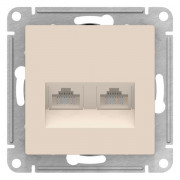 Розетка компьютерная 2xRJ45 ATLASDESIGN, скрытый монтаж, бежевый