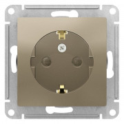 Розетка  ATLASDESIGN, скрытый монтаж, с заземлением, со шторками, шампань