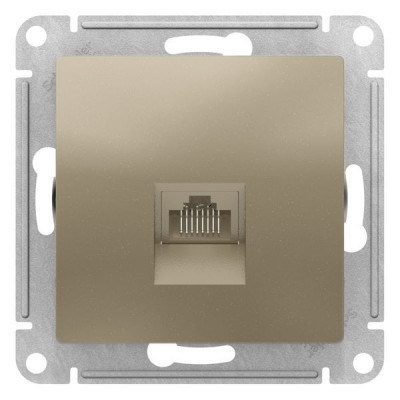 Розетка компьютерная RJ45 ATLASDESIGN, скрытый монтаж, шампань Розетка компьютерная RJ45 ATLASDESIGN, скрытый монтаж, шампань