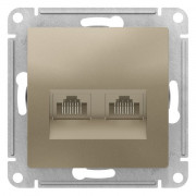 Розетка компьютерная 2xRJ45 ATLASDESIGN, скрытый монтаж, шампань