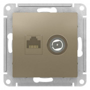 Розетка TV+RJ45 ATLASDESIGN, скрытый монтаж, шампань