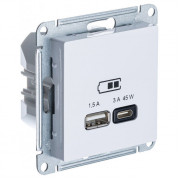 Розетка USB+USB type C ATLASDESIGN, скрытый монтаж, белый