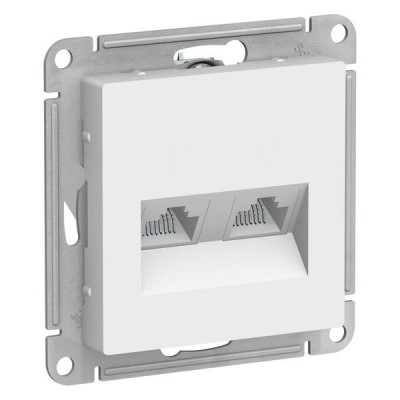 Розетка компьютерная 2xRJ45 ATLASDESIGN, скрытый монтаж, белый Розетка компьютерная 2xRJ45 ATLASDESIGN, скрытый монтаж, белый