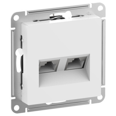 Розетка компьютерная 2xRJ45 Cat.6 ATLASDESIGN, скрытый монтаж, белый Розетка компьютерная 2xRJ45 Cat.6 ATLASDESIGN, скрытый монтаж, белый