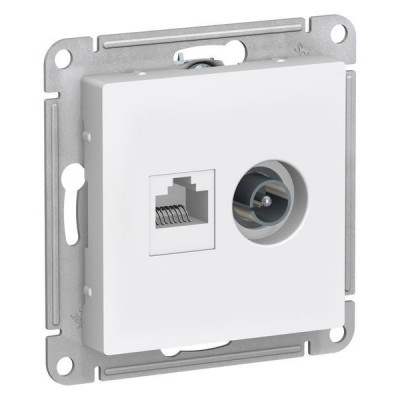 Розетка TV+RJ45 ATLASDESIGN, скрытый монтаж, белый Розетка TV+RJ45 ATLASDESIGN, скрытый монтаж, белый