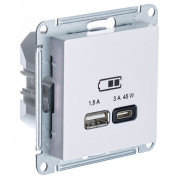 Розетка USB+USB type C ATLASDESIGN, скрытый монтаж, жемчуг