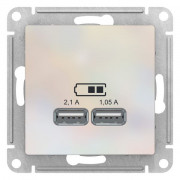 Розетка 2xUSB ATLASDESIGN, скрытый монтаж, жемчуг